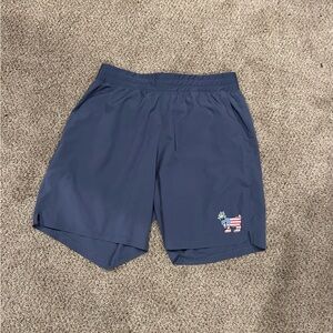 Men's Navy Athletic Shorts with Embroidered Dog